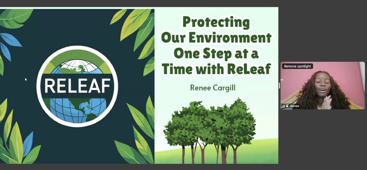 Renee Cargill presenting ReLeaf, an AI environmental companion
