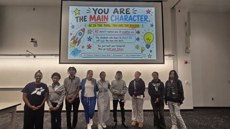 TAG-Ed summer youth interns and instructors standing together after the AI Boot Camp